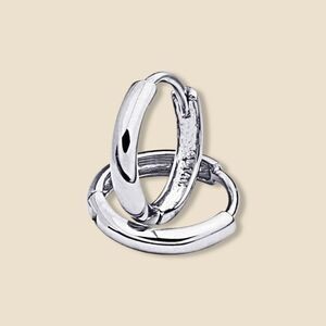 14K White Gold Small Plain Huggie Earrings (8x8 mm)